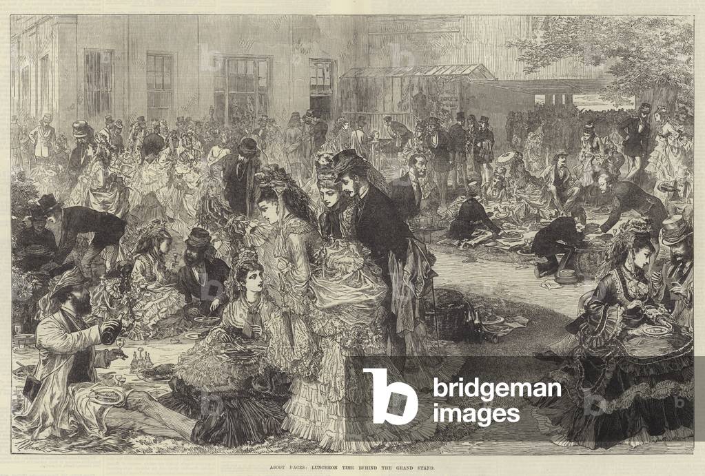 Ascot Races, Luncheon Time behind the Grand Stand (engraving)