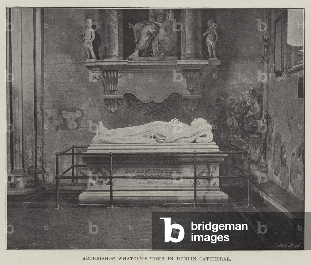 Archbishop Whately's Tomb in Dublin Cathedral (b/w photo)