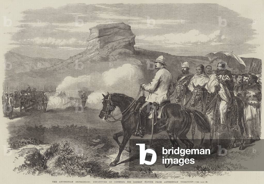 The Abyssinian Expedition, Departure of General Sir Robert Napier from Abyssinian Territory (engraving)