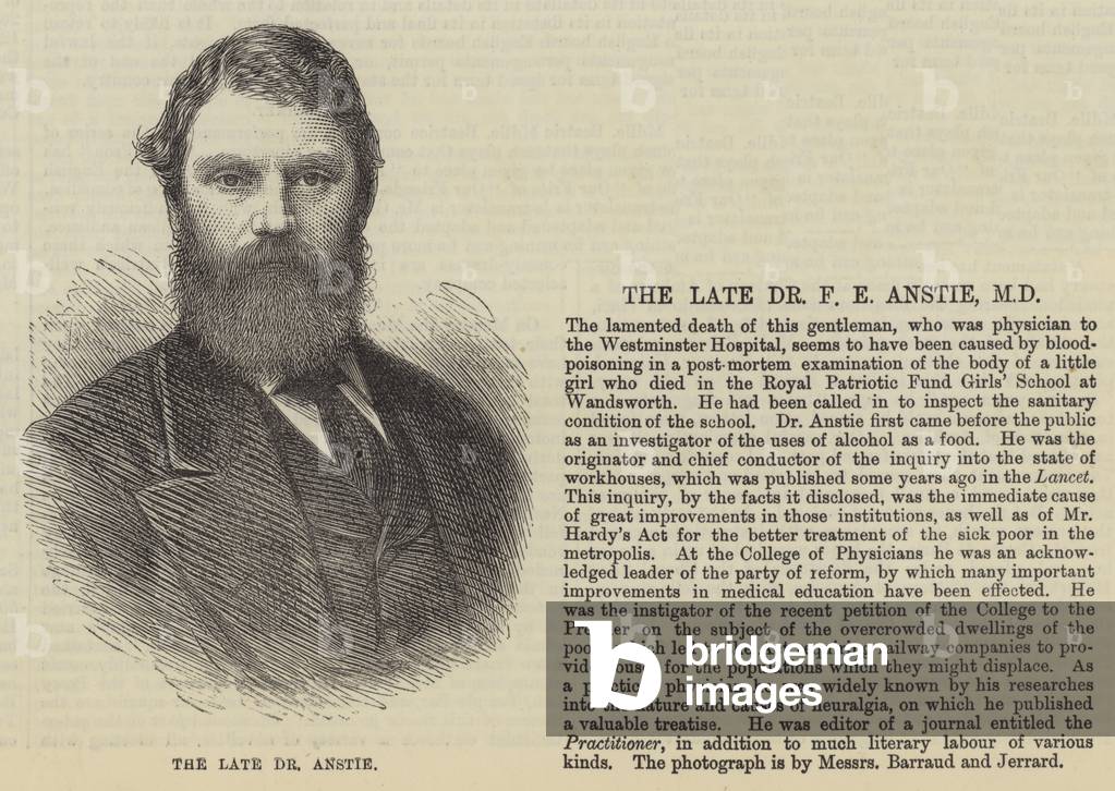 The late Dr F E Anstie, MD (engraving)