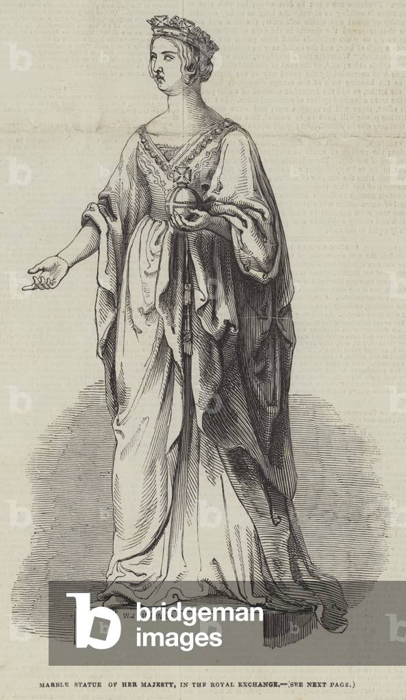 Marble Statue of Her Majesty, in the Royal Exchange (engraving)