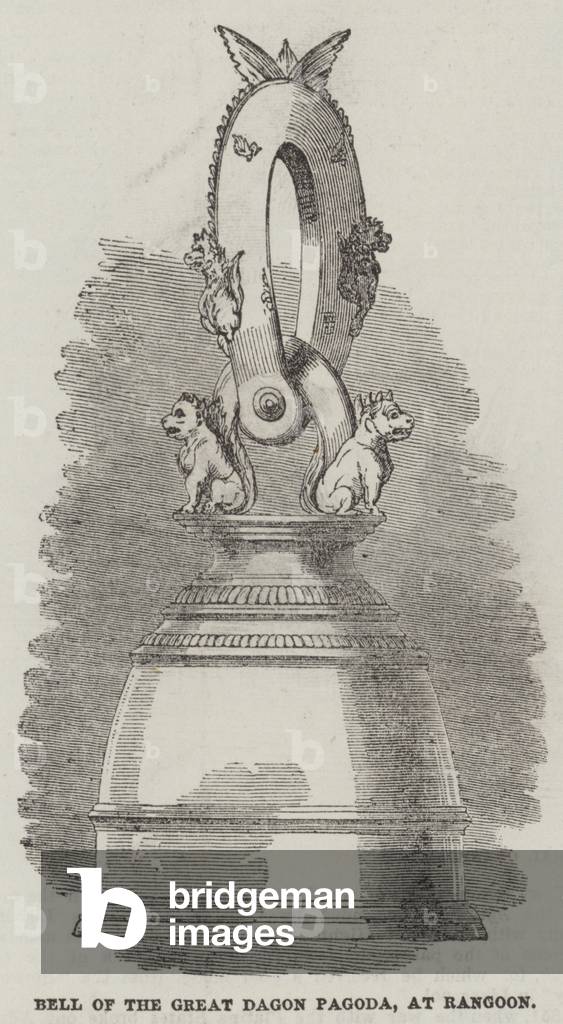 Bell of the Great Dagon Pagoda, at Rangoon (engraving)