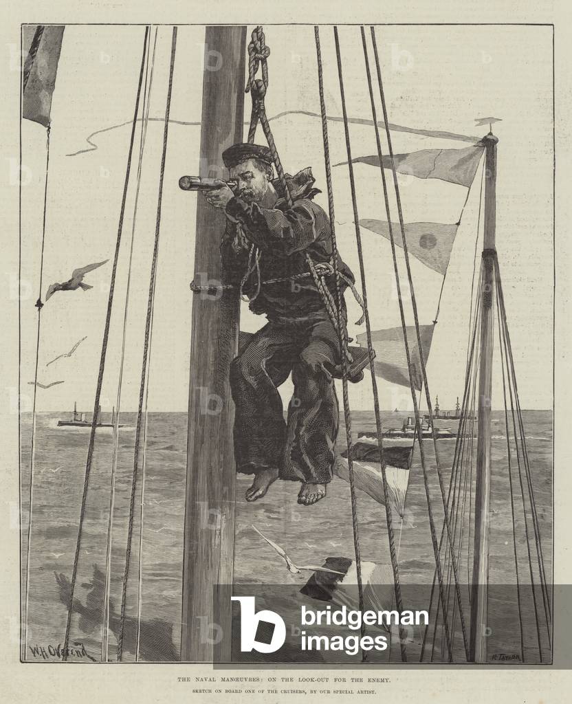 The Naval Manoeuvres, on the Look-Out for the Enemy (engraving)