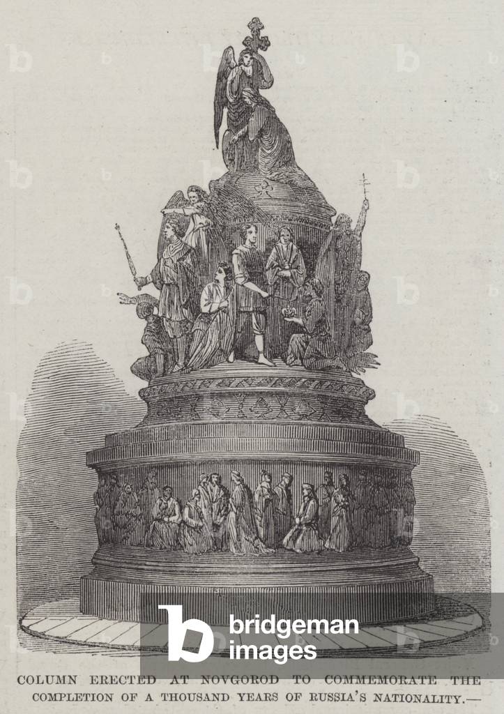 Column erected at Novgorod to commemorate the Completion of a Thousand Years of Russia's Nationality (engraving)