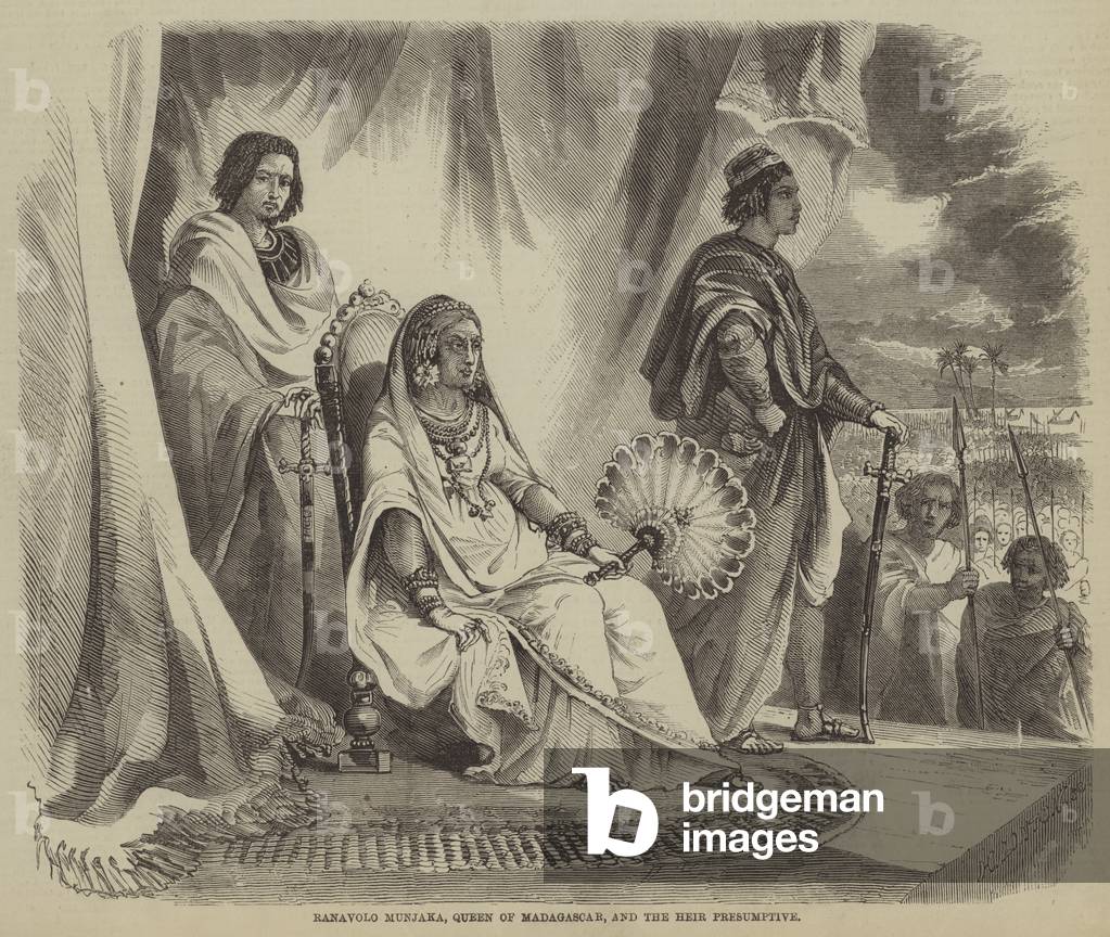 Ranavolo Munjaka, Queen of Madagascar, and the Heir Presumptive (engraving)