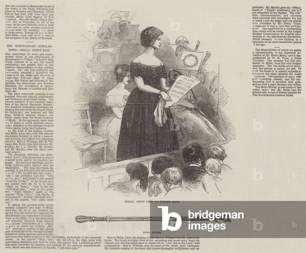 The Mendelssohn Scholarships, Mademoiselle Jenny Lind (engraving)