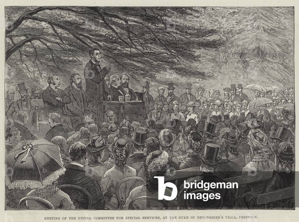 Meeting of the United Committee for Special Services, at the Duke of Devonshire's Villa, Chiswick (engraving)
