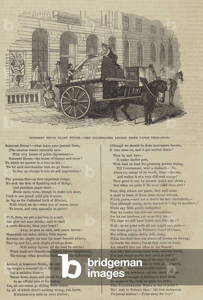 Somerset House Stamp Office, the Illustrated London News Paper Unloading (engraving)