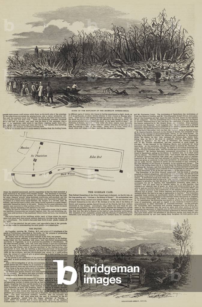 Explosion of Powder Mills near Hounslow (engraving)