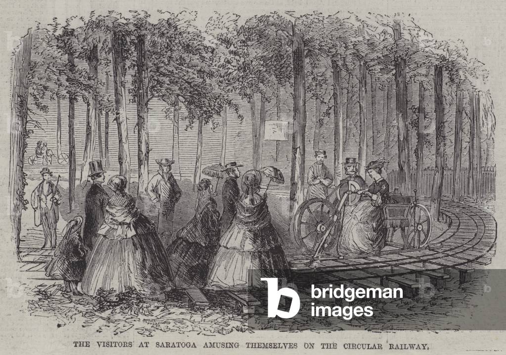 The Visitors at Saratoga Amusing Themselves on the Circular Railway (engraving)