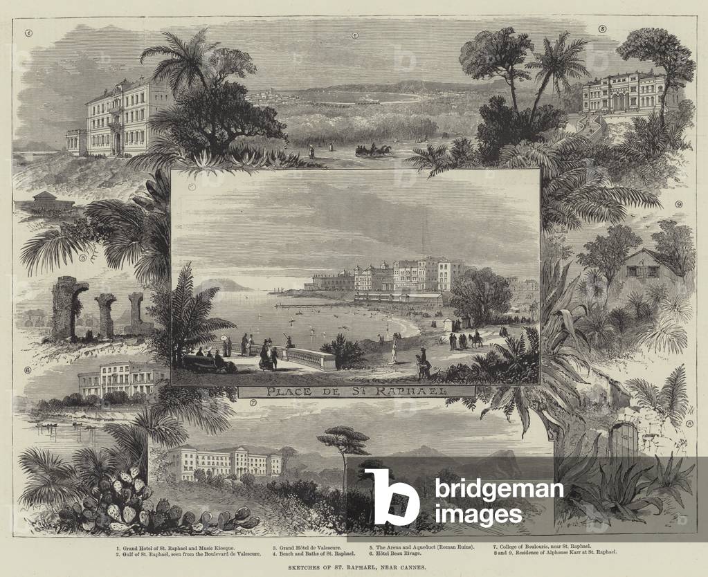 Sketches of St Raphael, near Cannes (engraving)