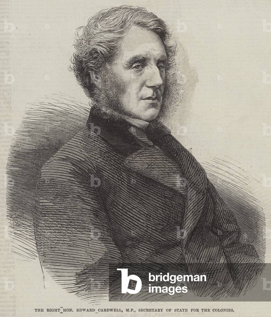 The Right Honourable Edward Cardwell, MP, Secretary of State for the Colonies (engraving)