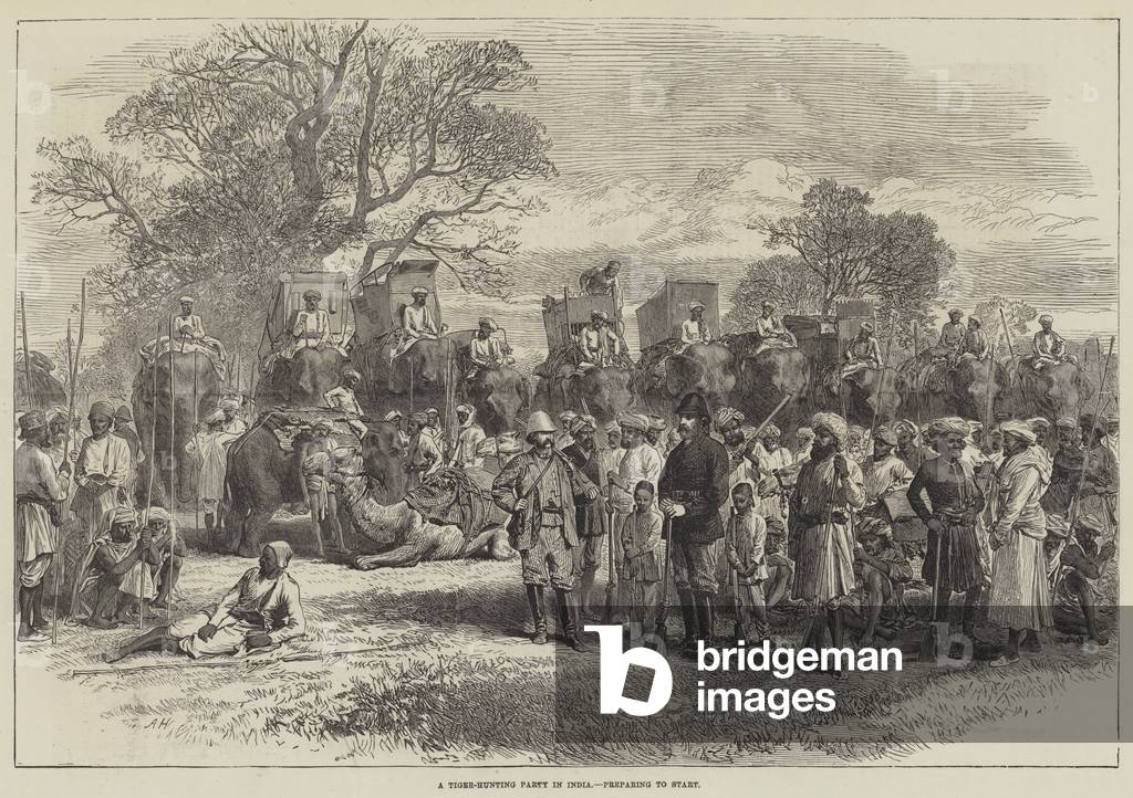 India and the Prince of Wales, a Tiger-Hunting Party in India, preparing to Start (engraving)