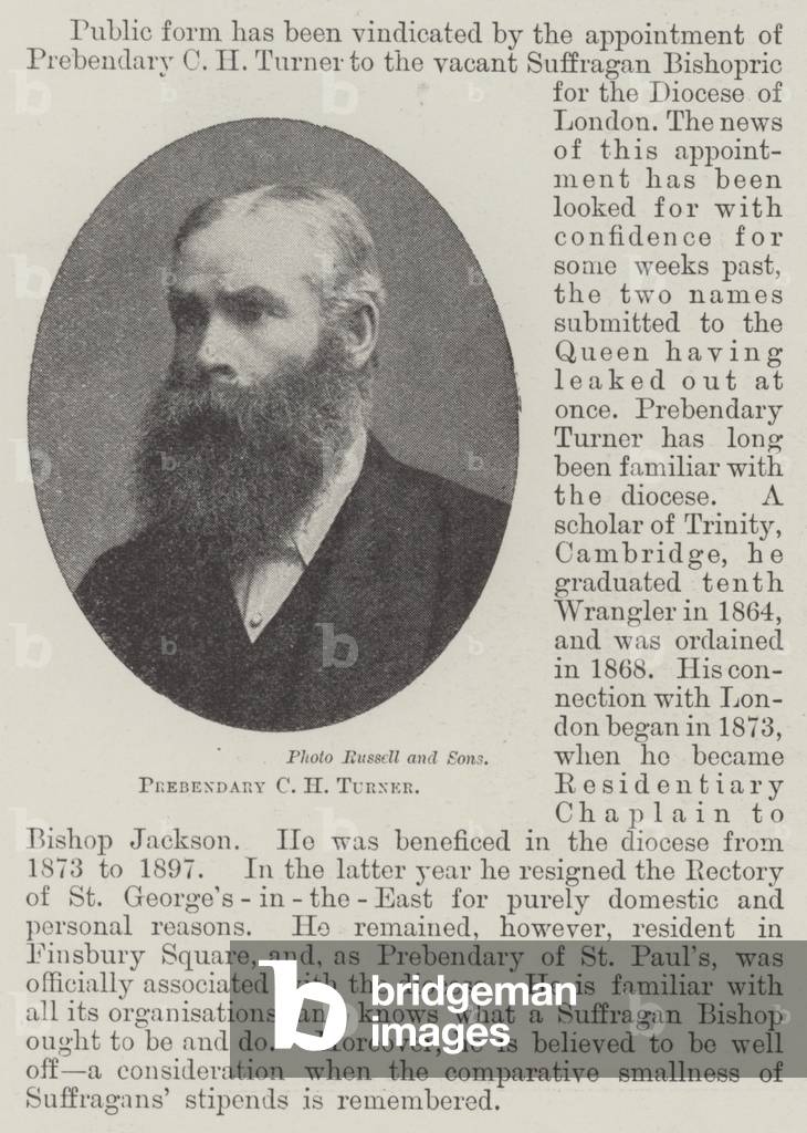 Prebendary C H Turner (b/w photo)