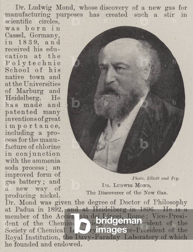 Dr Ludwig Mond, the Discoverer of the New Gas (b/w photo)