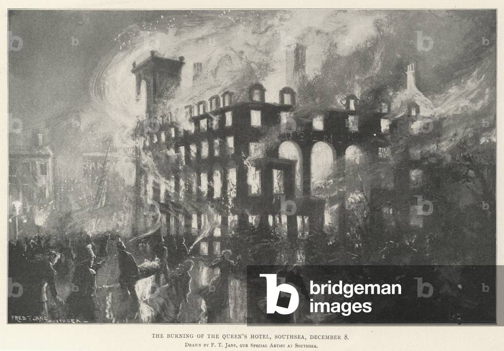 The Burning of the Queen's Hotel, Southsea, 8 December (engraving)