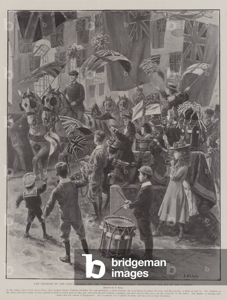 The Training of the King's Horses for the Coronation Procession, anticipating the Din of the Streets (litho)
