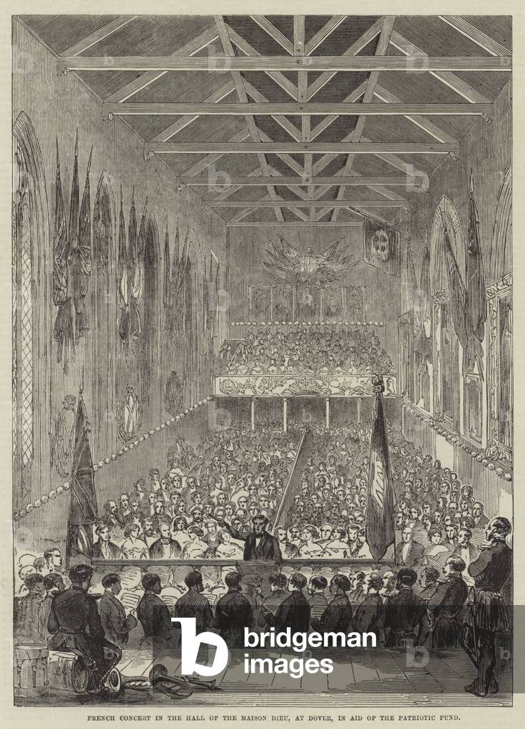 French Concert in the Hall of the Maison Dieu, at Dover, in Aid of the Patriotic Fund (engraving)