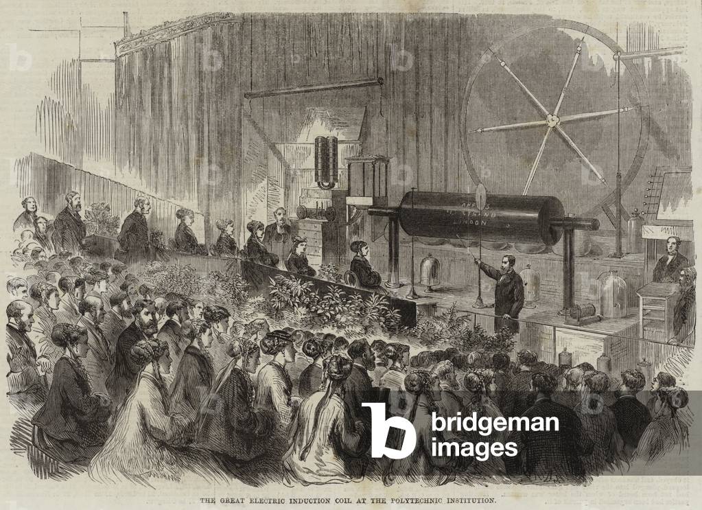 The Great Electric Induction Coil at the Polytechnic Institution (engraving)