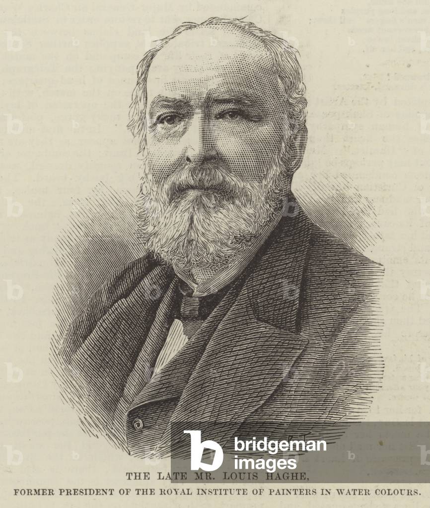 The late Mr Louis Haghe, Former President of the Royal Institute of Painters in Water Colours (engraving)