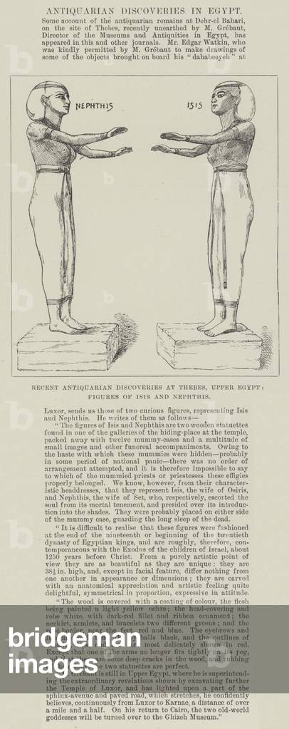Recent Antiquarian Discoveries at Thebes, Upper Egypt, Figures of Isis and Nephthis (engraving)