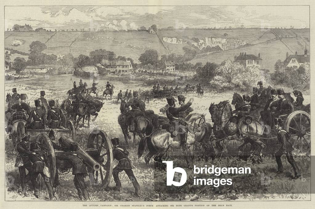 The Autumn Campaign, Sir Charles Staveley's Force attacking Sir Hope Grant's Position on the Hog's Back (engraving)