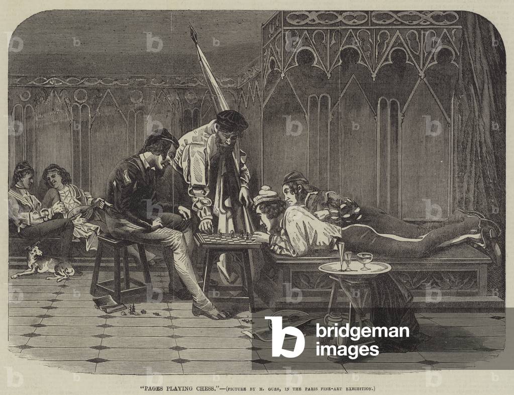 Pages playing Chess (engraving)
