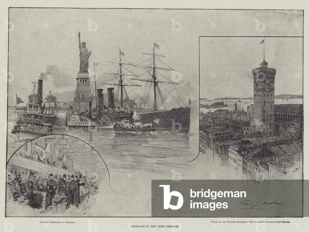 Entrance to New York Harbour (litho)