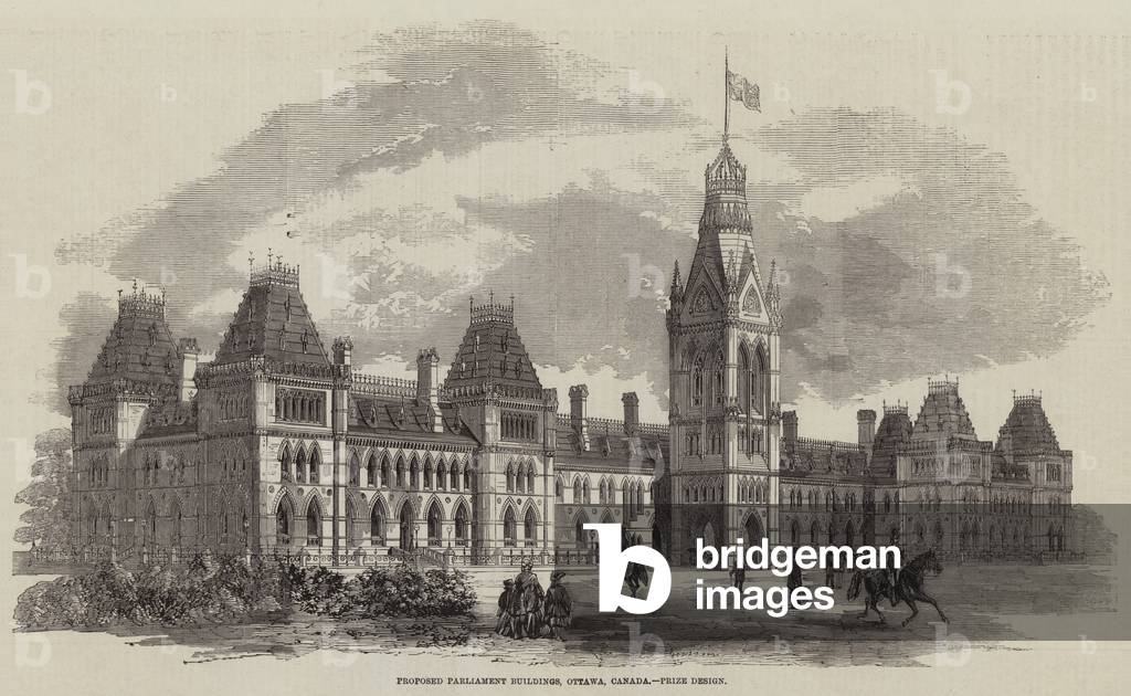 Proposed Parliament Buildings, Ottawa, Canada, Prize Design (engraving)