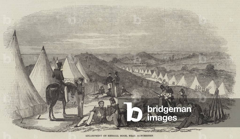 Encampment on Kersall Moor, near Manchester (engraving)