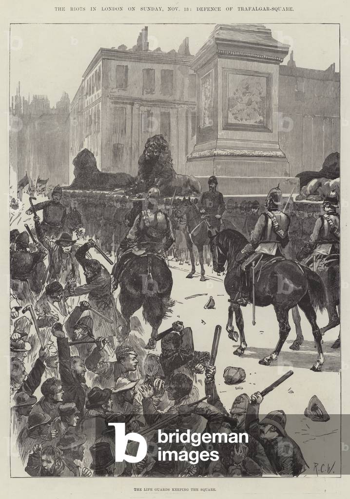 The Riots in London on Sunday, 13 November, Defence of Trafalgar-Square (engraving)