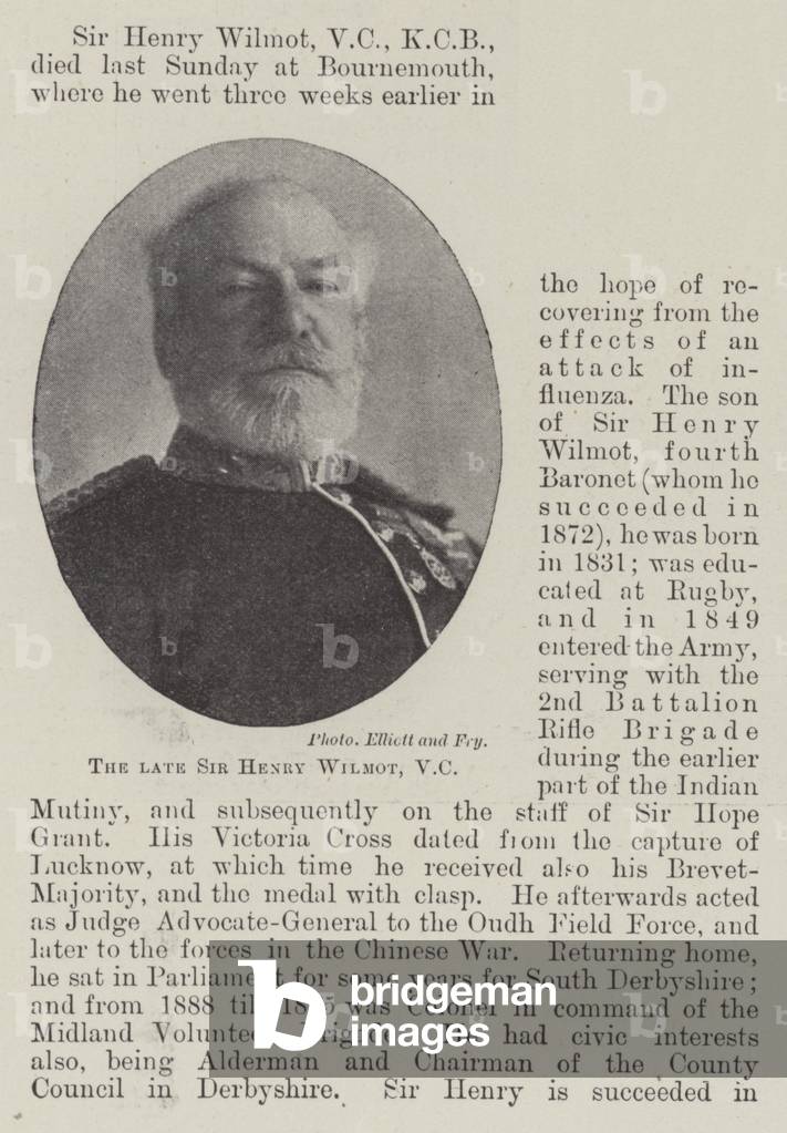 The late Sir Henry Wilmot, VC (b/w photo)
