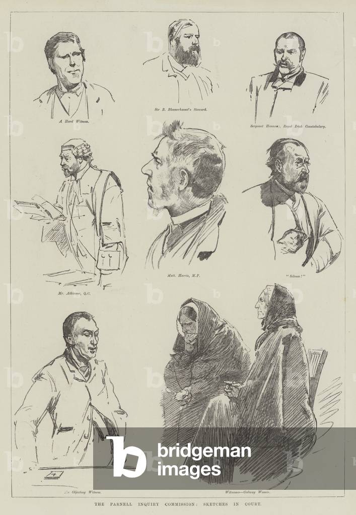 The Parnell Inquiry Commission, Sketches in Court (engraving)