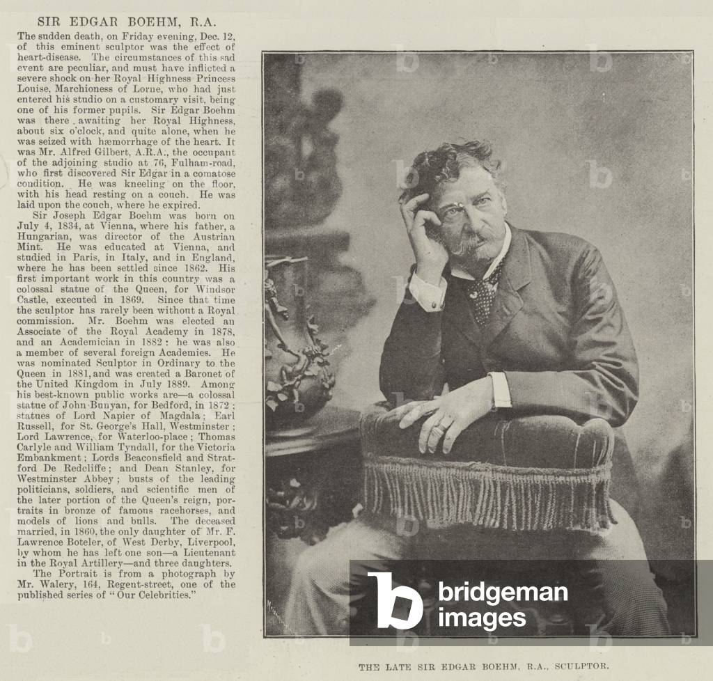 The late Sir Edgar Boehm, RA, Sculptor (b/w photo)