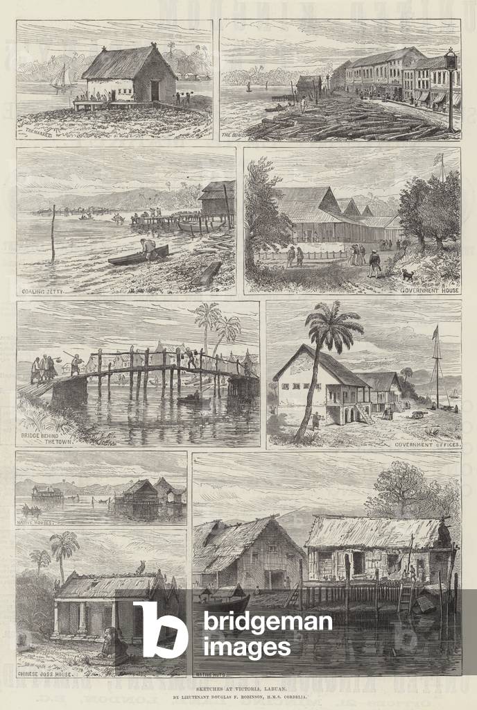 Sketches at Victoria, Labuan (engraving)