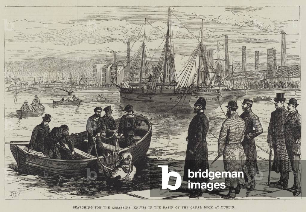 Searching for the Assassins' Knives in the Basin of the Canal Dock at Dublin (engraving)