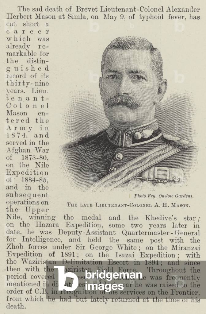 The late Lieutenant-Colonel A H Mason (engraving)
