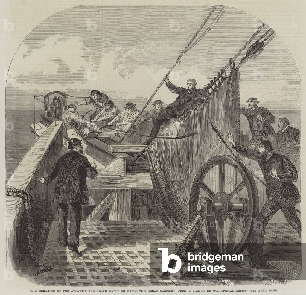 The Breaking of the Atlantic Telegraph Cable on Board the Great Eastern (engraving)