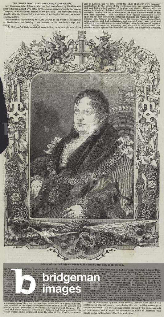 The Right Honourable John Johnson, Lord Mayor (engraving)