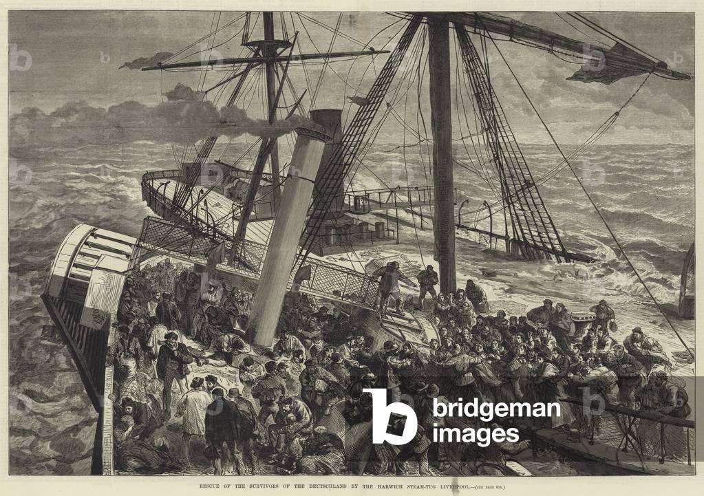 Rescue of the Survivors of the Deutschland by the Harwich Steam Tug Liverpool (engraving)
