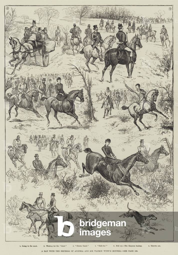 A Day with the Empress of Austria and Sir Watkin Wynn's Hounds (engraving)