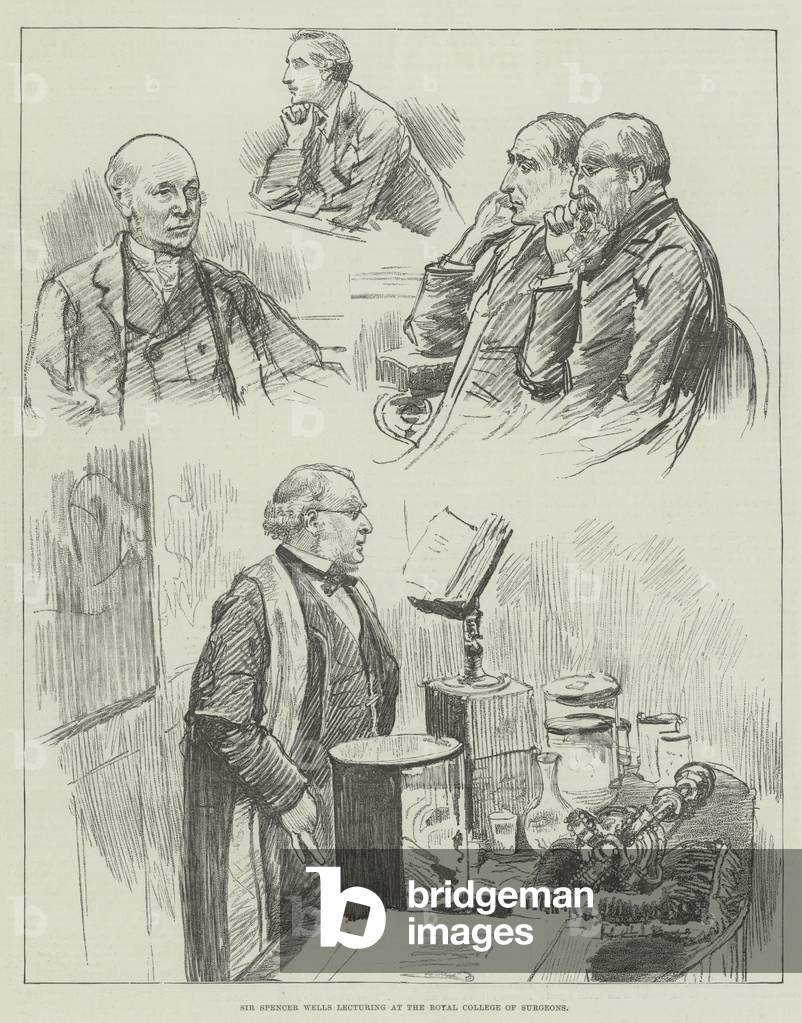 Sir Spencer Wells lecturing at the Royal College of Surgeons (engraving)