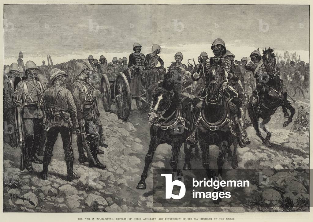 The War in Afghanistan, Battery of Horse Artillery and Detachment of the 66th Regiment on the March (engraving)