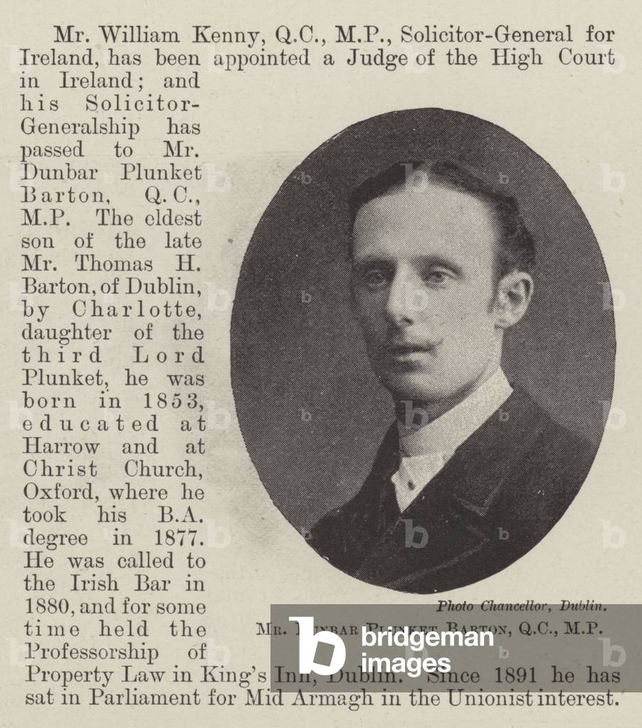 Mr Dunbar Plunket Barton, QC, MP (b/w photo)