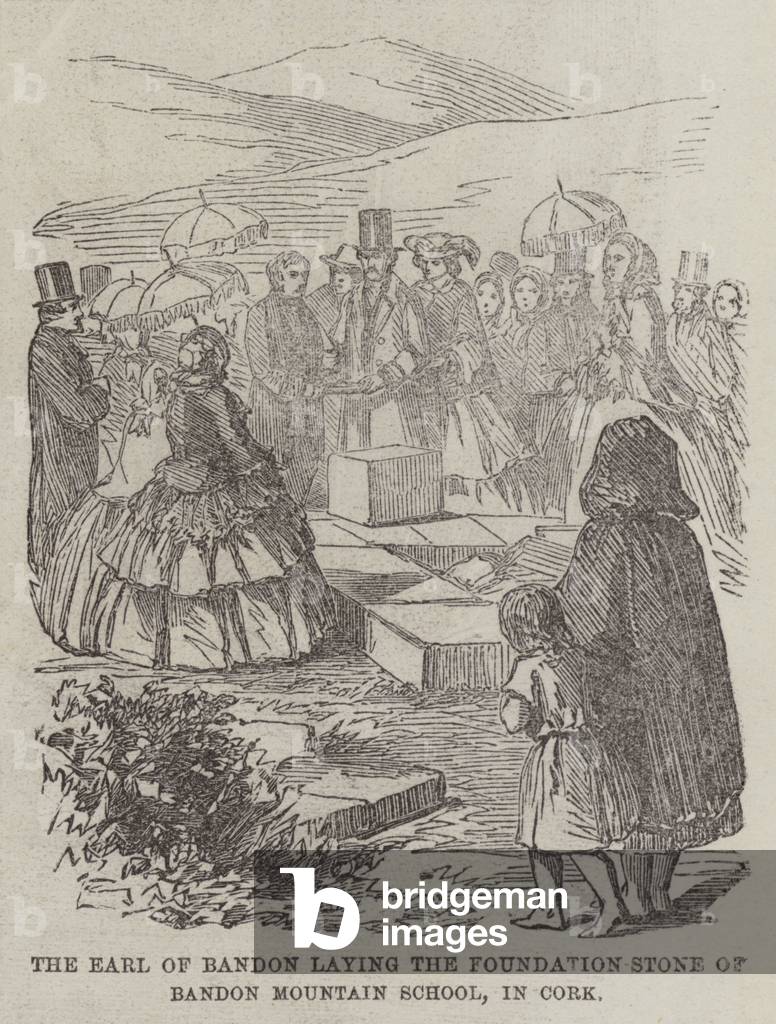 The Earl of Bandon laying the Foundation-Stone of Bandon Mountain School, in Cork (engraving)