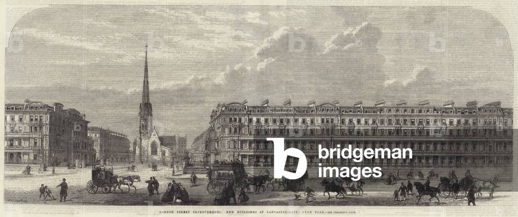 London Street Improvements, New Buildings at Lancaster-Gate, Hyde Park (engraving)