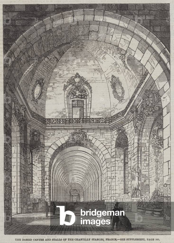 The Domed Centre and Stalls of the Chantilly Stables, France (engraving)