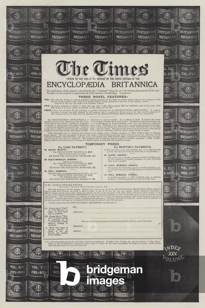 Advertisement, Encyclopaedia Britannica (engraving)