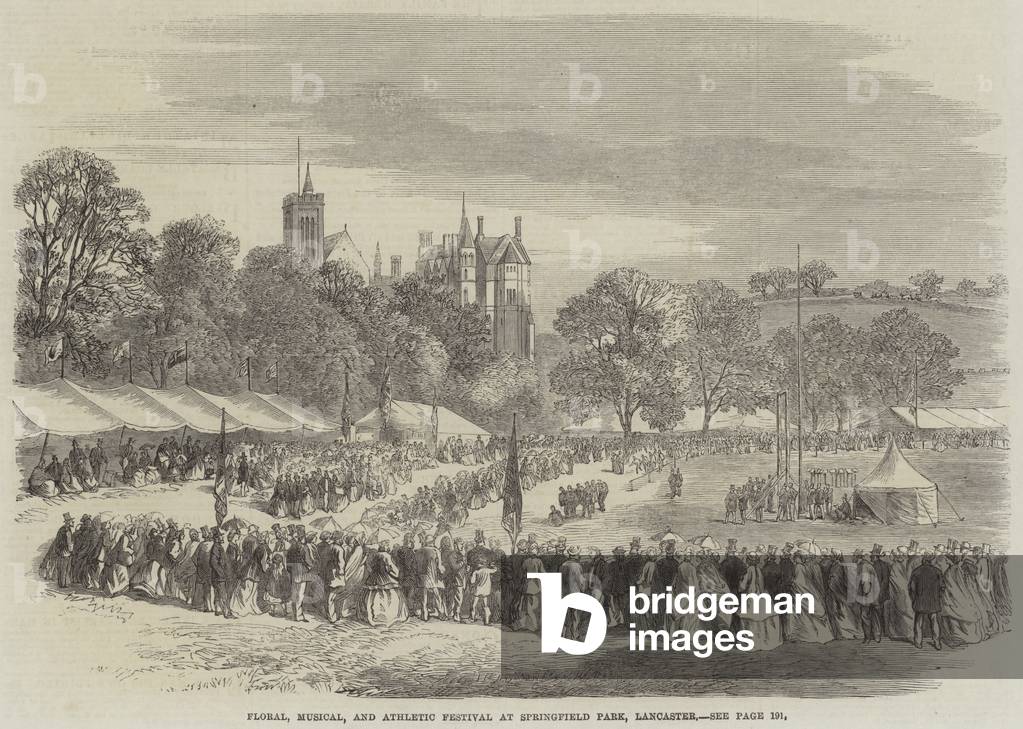Floral, Musical, and Athletic Festival at Springfield Park, Lancaster (engraving)