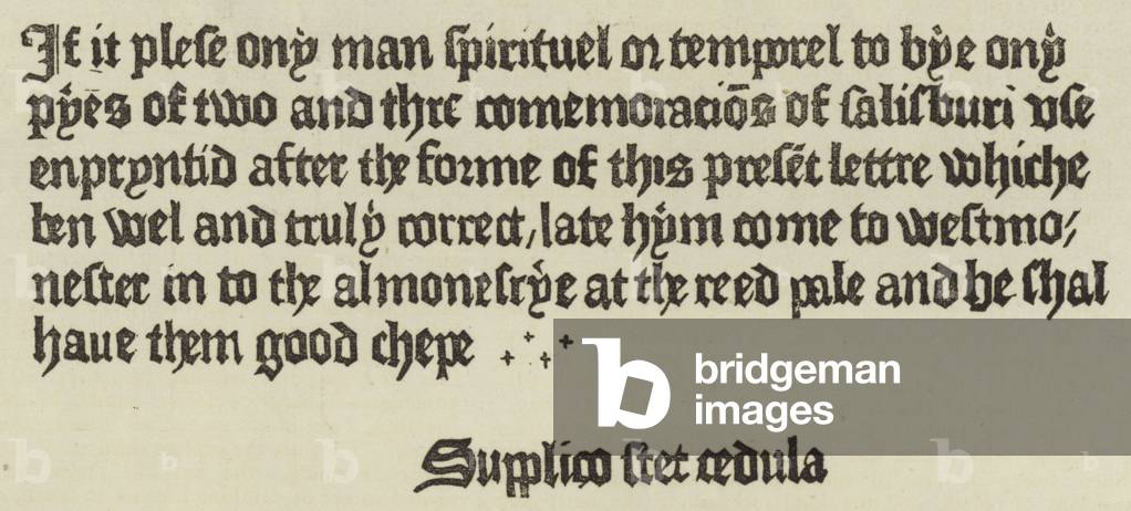 Handbill by William Caxton (engraving)